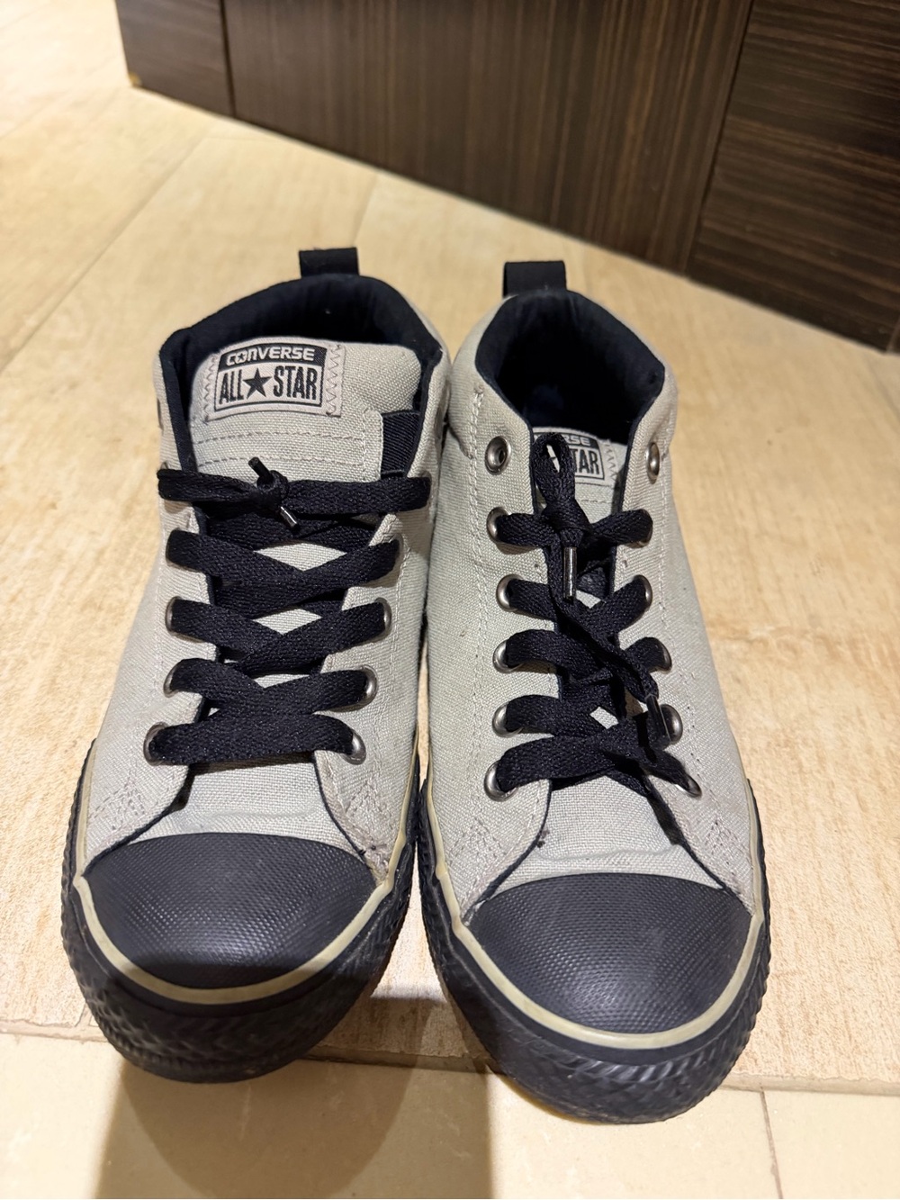 Converse Kids Gray Canvas High-Top Sneakers with Black Accents